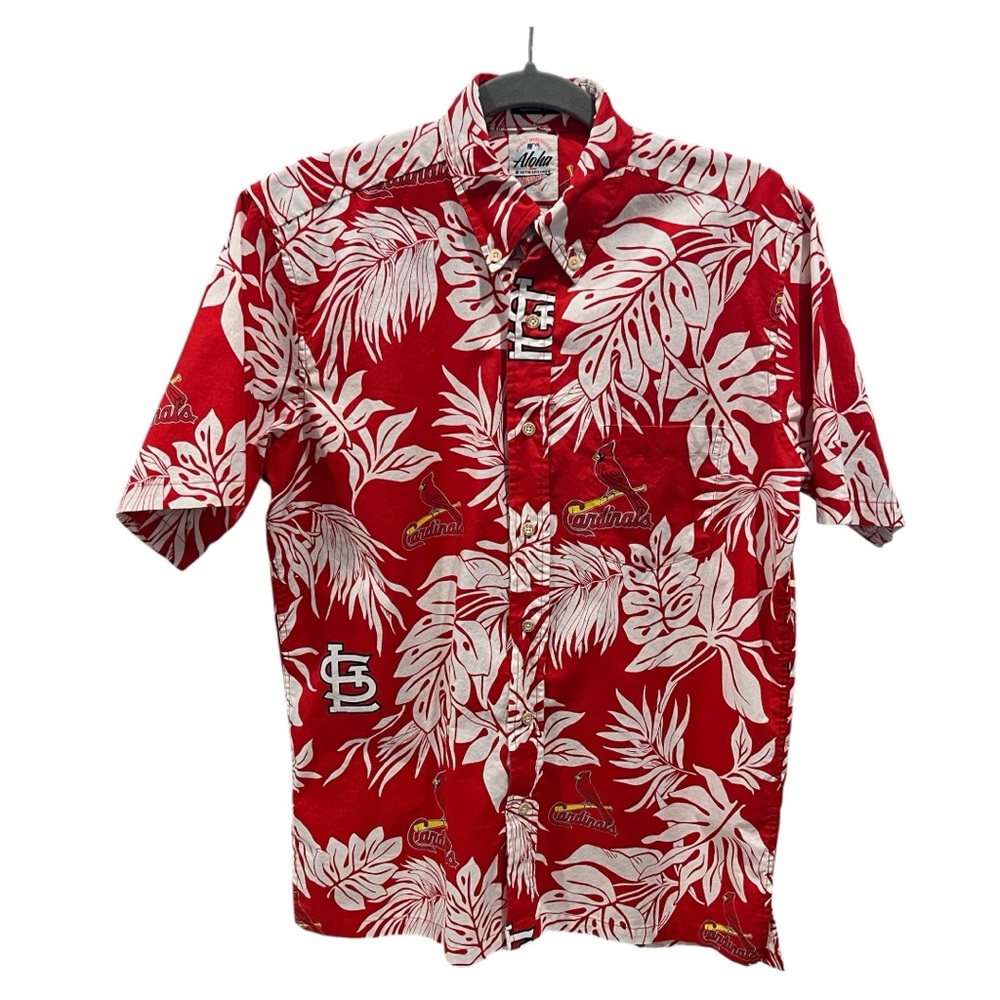 Men's Reyn Spooner White St. Louis Cardinals Scenic Button-Up Shirt Size Small